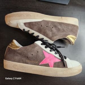 Pink Star Metallic Gold Sneakers